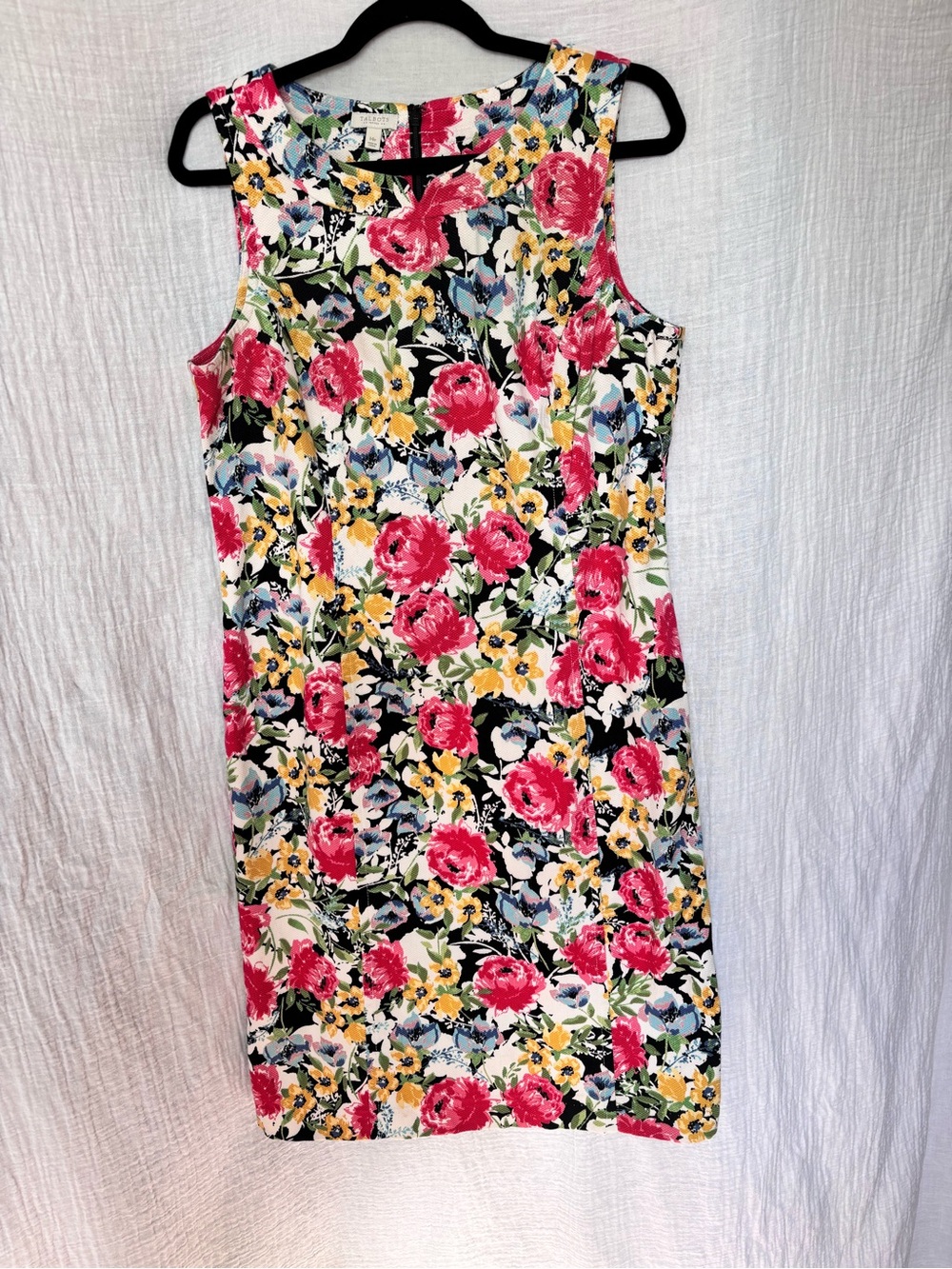 Talbots Floral Sleeveless Midi Dress - Pink, Yellow, Black